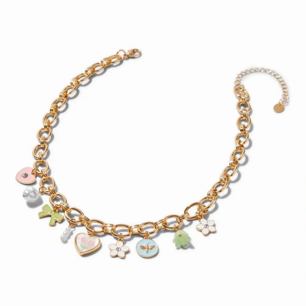 NWOT Gold-tone Spring Charm Necklace